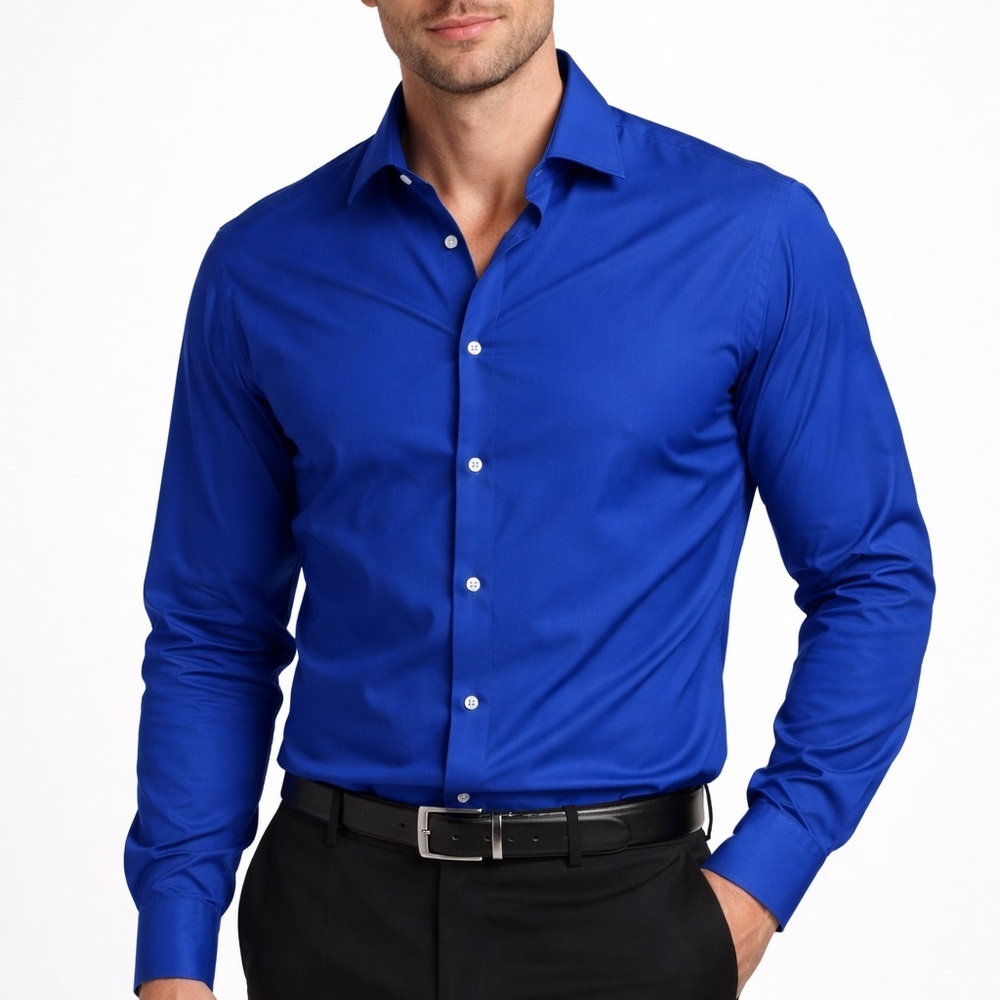 JF J.Ferrar Men's Vibrant Blue Button Down Shirt zs XXL
